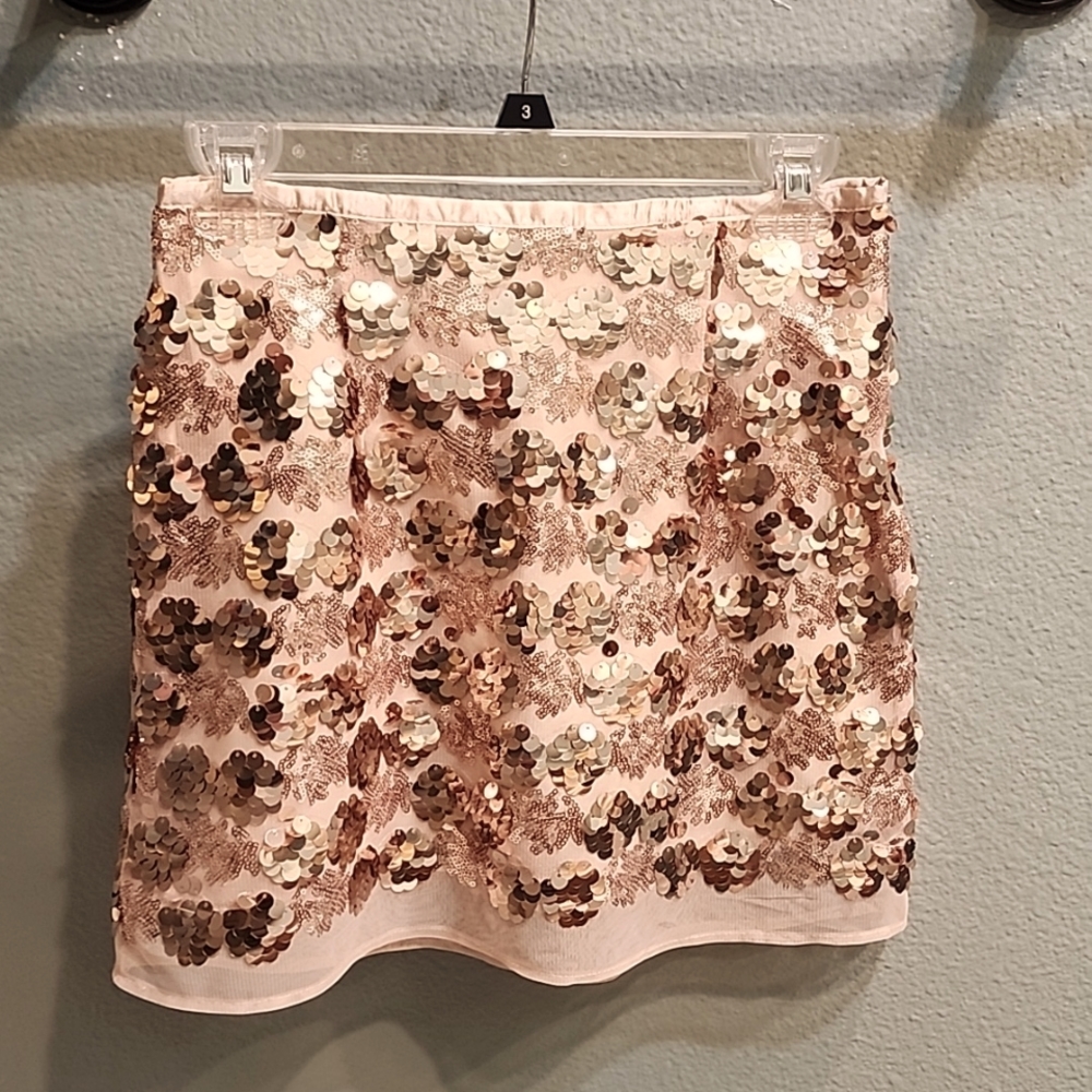 Forever 21 Sequined Mini Skirt Champagne Size Small
